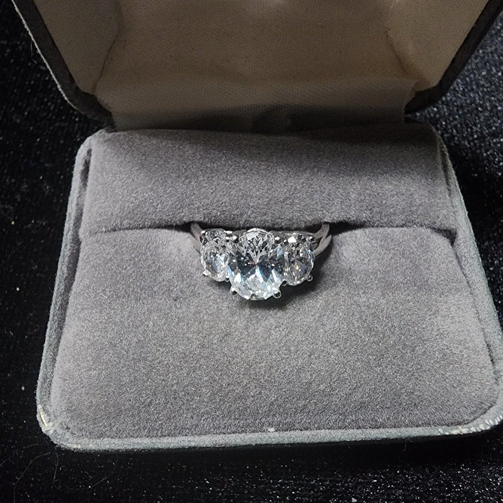14K White Gold CZ Cocktail Ring (A38)